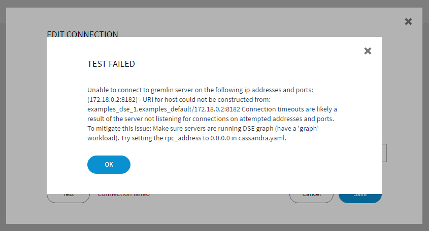 Error when testing connection Error when testing connection