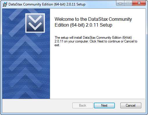 DataStax Community Edition setup wizard DataStax Community Edition setup wizard